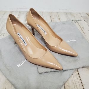 Manolo Blahnik Nude Patent BB 80mm Pumps PERFECT!